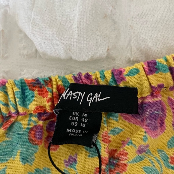 Nasty Gal skater ditsy floral strapless linen cotton mini dress - Picture 7 of 12